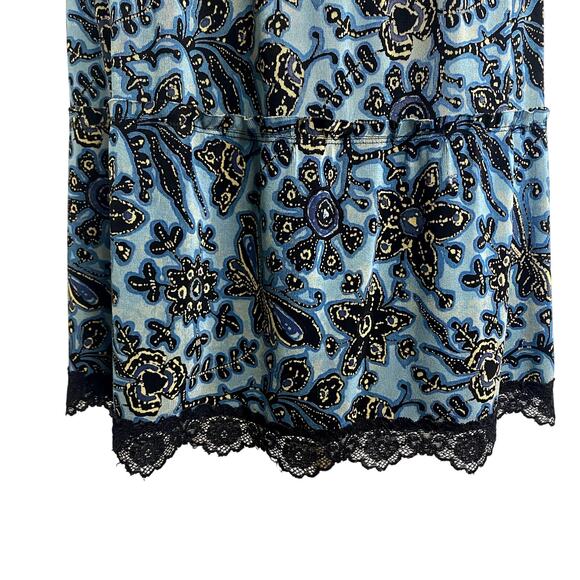 Vintage 90's Mark Singer Blue & Gold Slinky Lace Skirt Grunge Boho Burnout - Picture 4 of 16